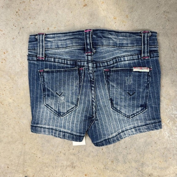 Girls Hudson Toddler Denim Shorts 12 Months NEW Striped Stretch Blend - Picture 2 of 6